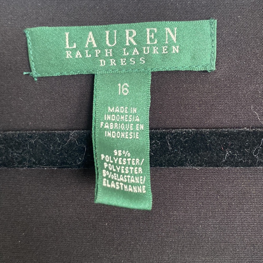 Lauren Ralph Lauren Dress 16 black v neck gathered on the side - Picture 6 of 12